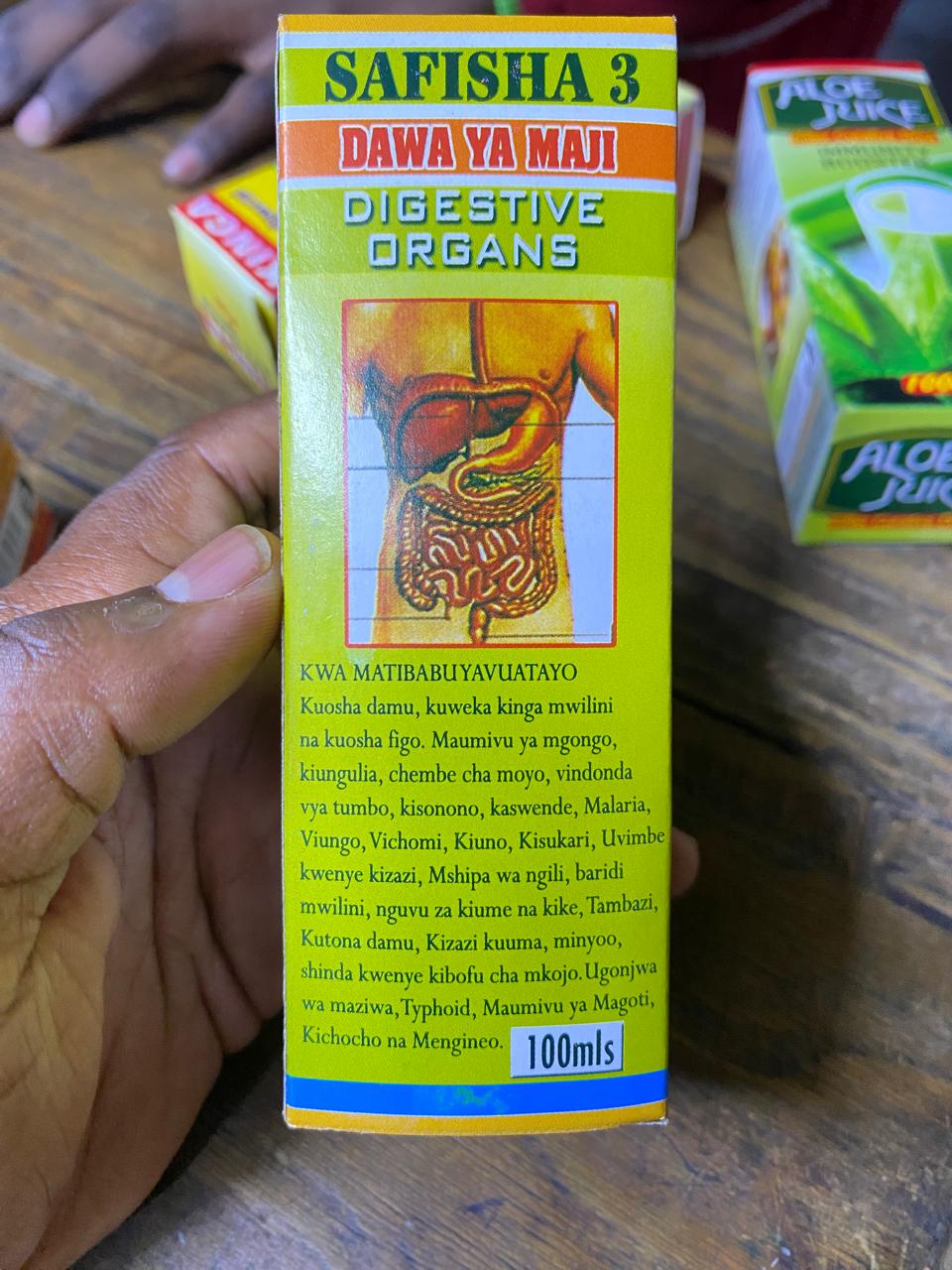 SAFISHA 3 DAWA YA MAJI FOR DIGESTIVE ORGANS, SKIN ORGAN, TIBA ASILIA, BODY GLANDS, EXCRETORY ORGANS 100ML