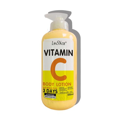 LansYade Vitamin C body lotion lightening brightening whitening acne marks removal wrinkles fine lines dark spots remover moisturiser results in 3 days 500ml