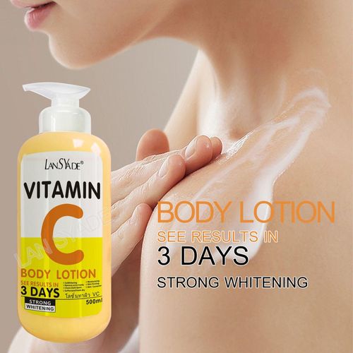 LansYade Vitamin C body lotion lightening brightening whitening acne marks removal wrinkles fine lines dark spots remover moisturiser results in 3 days 500ml