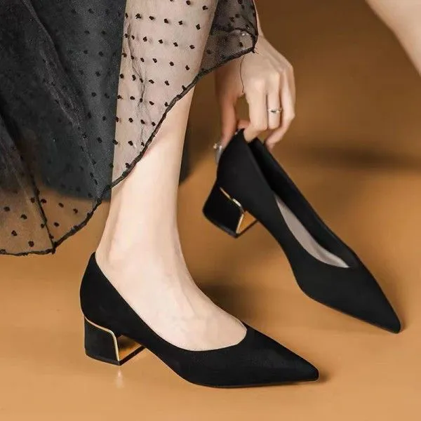 3 cm Professional Black Low Heels Comfortable And Not Tired Feet Formal Work Shoes For Women