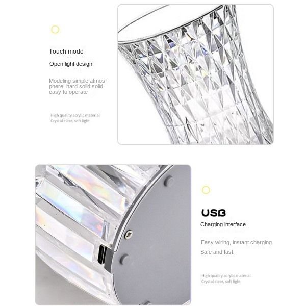 Small Waist Crystal Atmosphere Lamp Bed And Bedroom Led Night Light Table Lamps