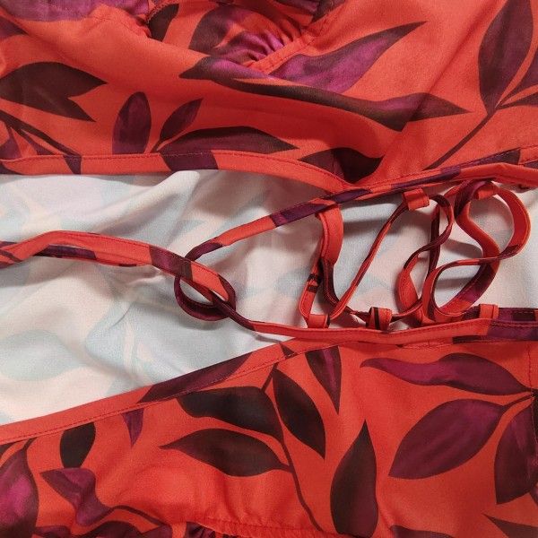 Women's Fashion Printed Flying Sleeve High-Waisted European And American Dress