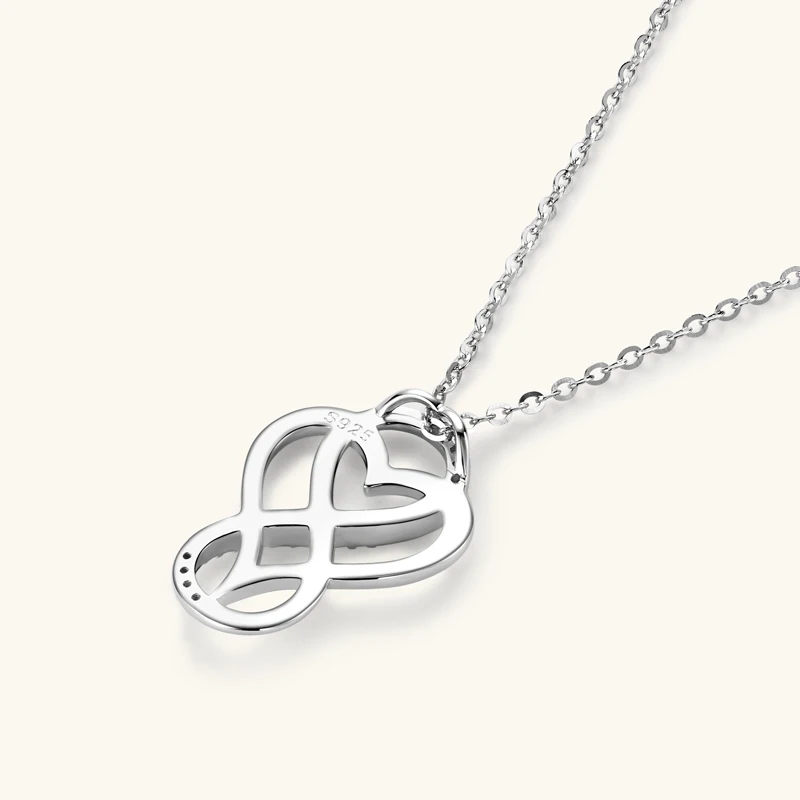 Certified Full Moissanite Heart Infinite Pendant Necklace for Women 925 Sterling Silver Chain Fine Jewelry Gift Collare