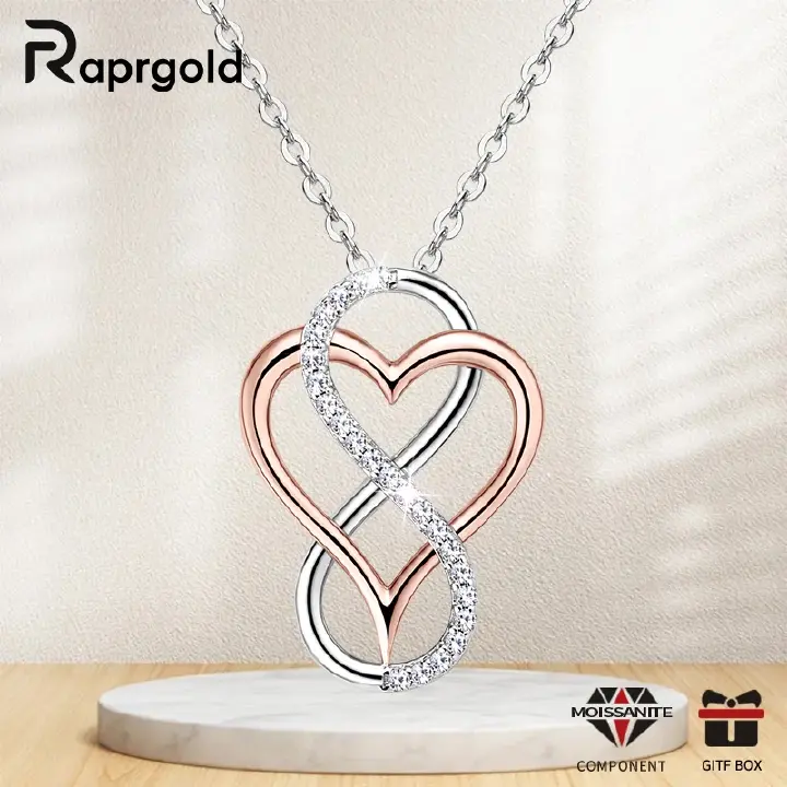 Certified Full Moissanite Heart Infinite Pendant Necklace for Women 925 Sterling Silver Chain Fine Jewelry Gift Collare