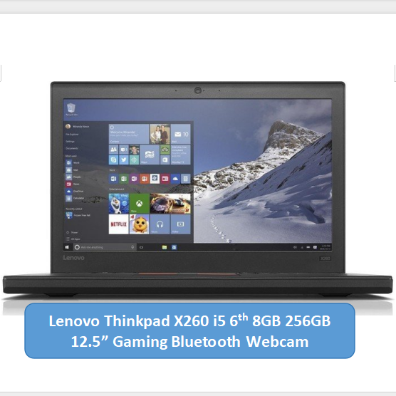 (Free Mouse)Refurbished Lenovo Thinkpad X260 Laptop i5 8GB 256GB SSD 2.40 Ghz 12.5 Inches FHD Windows 11 Intel HD Graphics Bluetooth Webcam