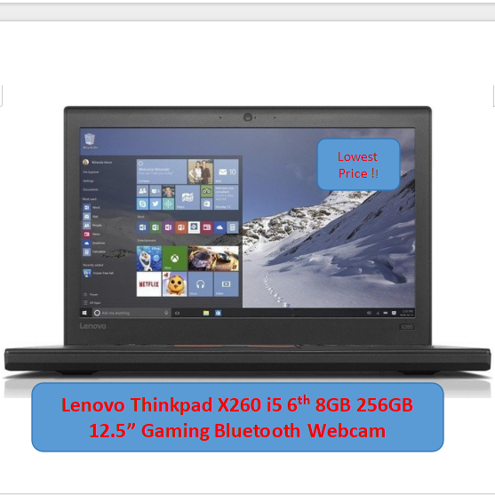 (Free Mouse)Refurbished Lenovo Thinkpad X260 Laptop i5 8GB 256GB SSD 2.40 Ghz 12.5 Inches FHD Windows 11 Intel HD Graphics Bluetooth Webcam
