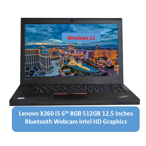 (i5+8GB+512GB SSD+Mouse)Refurbished Lenovo Thinkpad X260 Laptop i5 8GB 512GB SSD 2.40 Ghz 12.5 Inches FHD Windows 11 Intel HD Graphics Bluetooth Webcam