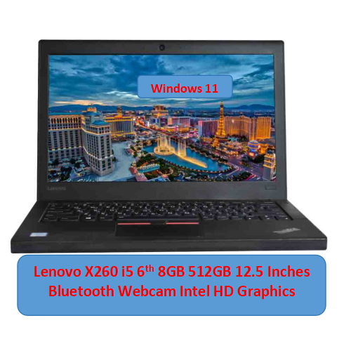 (i5+8GB+512GB SSD+Mouse)Refurbished Lenovo Thinkpad X260 Laptop i5 8GB 512GB SSD 2.40 Ghz 12.5 Inches FHD Windows 11 Intel HD Graphics Bluetooth Webcam