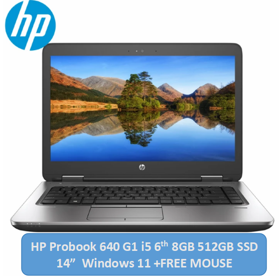 (i5+8GB+512GB SSD+Free Mouse)Refurbished HP Probook 640 G1 Laptop Intel Core i5 8GB RAM / 512GB SSD ROM 14'' Windows 11 6 months warranty Notebook Bluetooth Webcam Laptops
