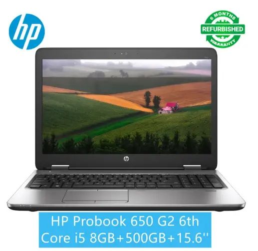 Hp Probook 650 G2 Core i5 6th Gen - 8GB RAM 500GB HDD 15.6" 2.4Ghz- 3.30Ghz Processor LED Backlit Bluetooth Webcam Laptop Refurbished Notebook Windows 11 laptop
