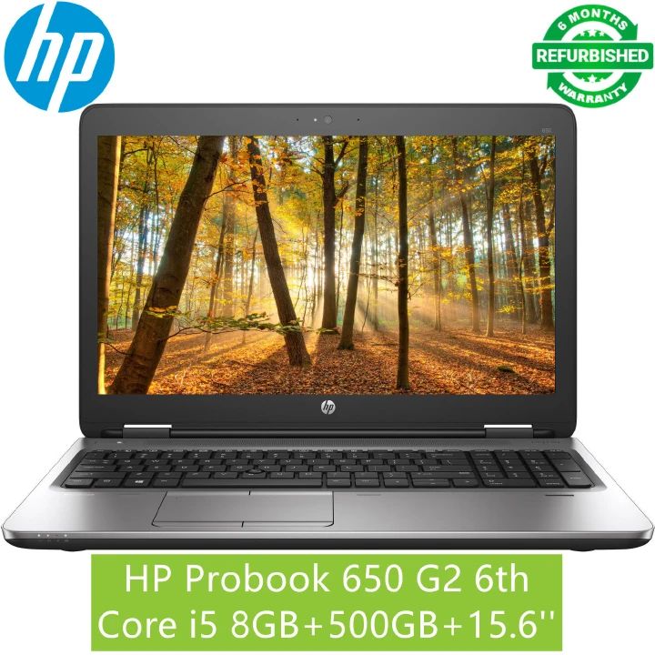 Hp Probook 650 G2 Core i5 6th Gen - 8GB RAM 500GB HDD 15.6" 2.4Ghz- 3.30Ghz Processor LED Backlit Bluetooth Webcam Laptop Refurbished Notebook Windows 11 laptop