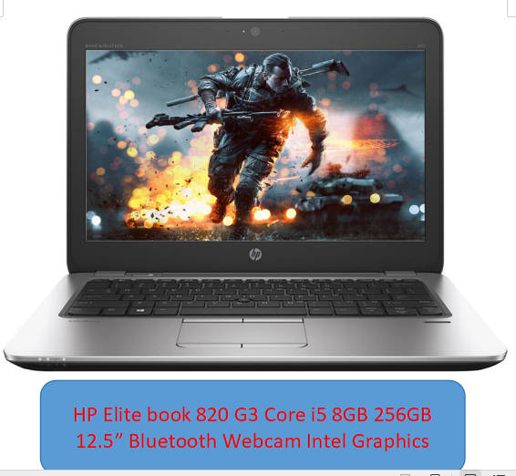Refurbished Hp Elitebook 820 G3 Notebook - Intel Core i5 6th Gen - 8GB Ram 256gb ssd - 12.5" Laptops with Windows 11 Office 2019 Bluetooth intel HD Graphics hp laptop Silver