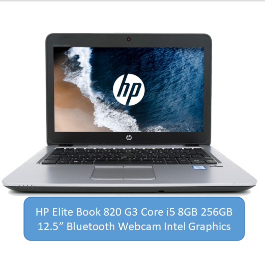 Refurbished Hp Elitebook 820 G3 Notebook - Intel Core i5 6th Gen - 8GB Ram 256gb ssd - 12.5" Laptops with Windows 11 Office 2019 Bluetooth intel HD Graphics hp laptop Silver