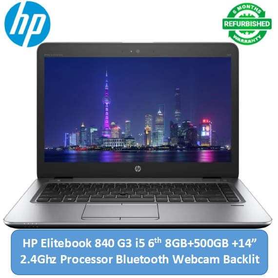 Refurbished Hp Elitebook 840 G3 Laptop - Intel Core i5 6th - 8GB RAM 500GB HDD ROM - 14'' Windows 10 Notebook