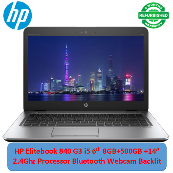 Refurbished Hp Elitebook 840 G3 Laptop - Intel Core i5 6th - 8GB RAM 500GB HDD ROM - 14'' Windows 10 Notebook