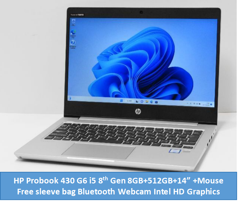 (Mouse+Bag)Refurbished HP Probook 430 G6 Laptop i5 8th Gen 8GB+512GB+13.3" SSD Ultrabook Student professional Business notebook Laptop