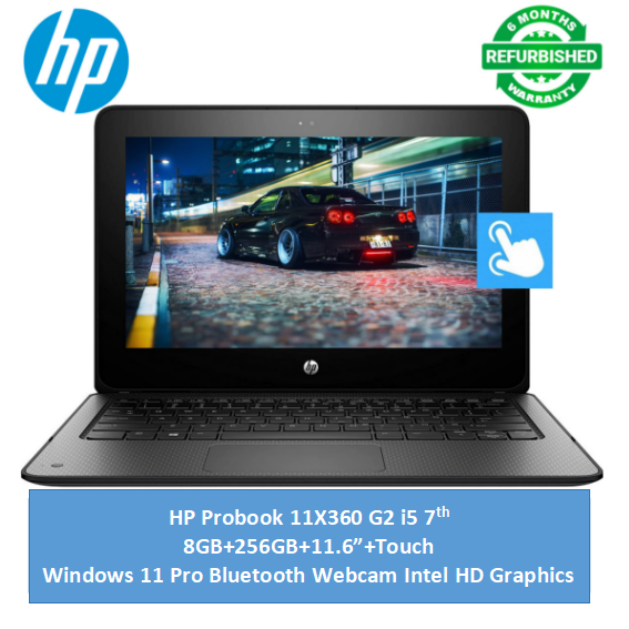 (Bag+i5+8GB+256GB+Touch) Refurbished HP Probook 11X360 G2 Touchscreen Laptopi5+8GB+256GB SSD 7th Gen Laptop Windows 11 Pro Bluetooth Webcam student Professional laptop