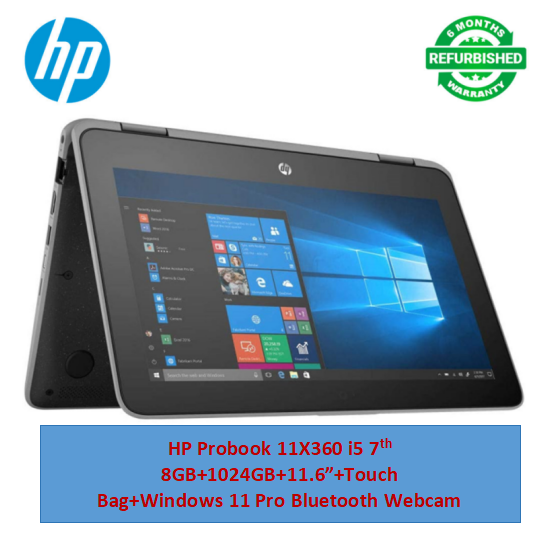 (Bag+i5+8GB+1024GB+Touch) Refurbished HP Probook 11 x360 G2 Touchscreen Laptopi5+8GB+1024GB SSD 7th Gen Laptop Windows 11 Pro Bluetooth Webcam student Professional laptop
