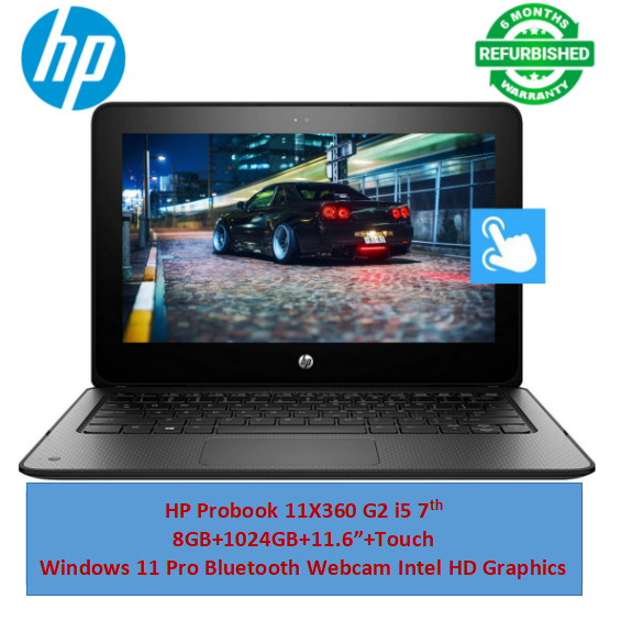 (Bag+i5+8GB+1024GB+Touch) Refurbished HP Probook 11 x360 G2 Touchscreen Laptopi5+8GB+1024GB SSD 7th Gen Laptop Windows 11 Pro Bluetooth Webcam student Professional laptop