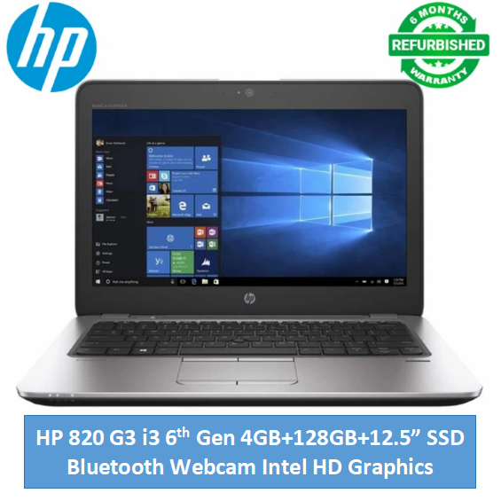 Refurbished HP Elitebook 820 G3 Laptop i3+4GB+128GB+12.5" 6th Gen Windows 11 Pro 4GB+128GB SSD Notebook Slim Sleek Student Professional Laptop