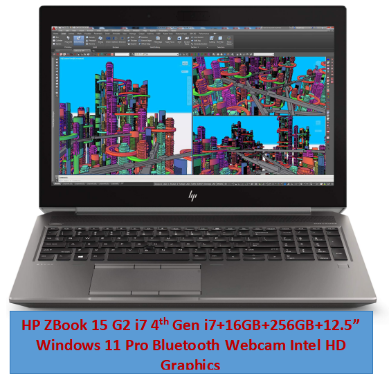 (i7+16GB+256GB+12.5") HP ZBook 15 G2 Laptop i7 4th i7+16GB+256GB+12.5" Windows 11 Pro computing powerhouse with immersive technology Bluetooth webcam Student professional laptop
