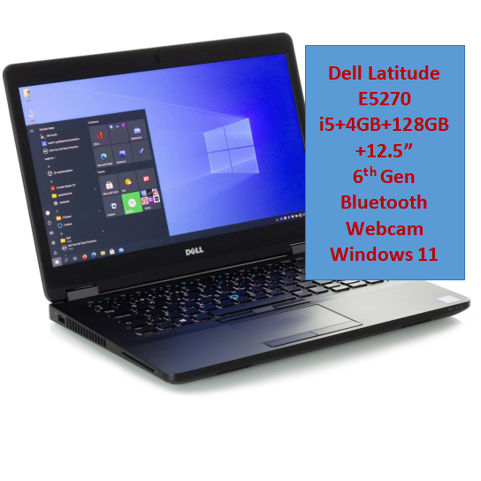 Refurbished Dell Latitude E5270 Laptop i5+4GB+128GB+12.5" SSD Business Laptop Computer, Intel Dual-Core i5-6300U up to 3.0GHz, 4GB RAM, 128GB SSD, Bluetooth USB 3.0, HDMI, Windows 10 Professional