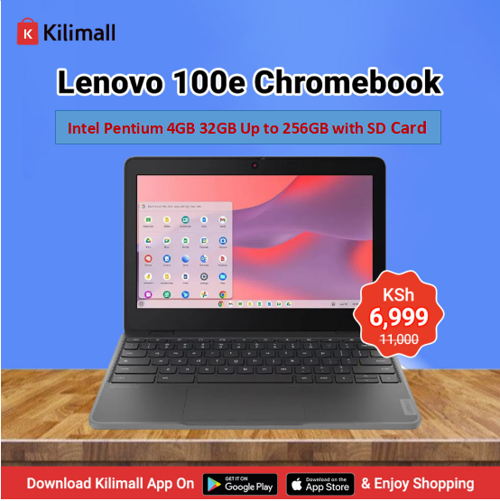Lenovo 100e Chromebook 4GB 32GB eMMC SSD Flash Memory Up to 256GB with SD Card 11.6 Inch Chromebook HD - Intel N-Series N100-4 With Chrome OS English Keyboard Student Laptop