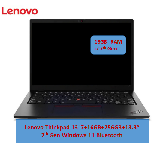 (i7+16GB+256GB+13.3")Refurbished Lenovo Thinkpad 13 Laptop Intel Core i7 7th Gen 16GB+256GB+13.3" Windows 11 Light Strong Student Professional Laptop great keyboard laptop