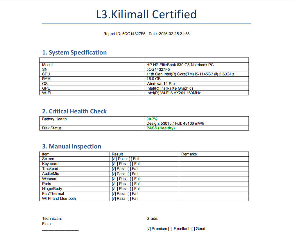 { Kilicertified } Refurbished HP Elitebook 830 G8 i5 11th Gen 16GB Ram 512GB SSD 13.3-inch FHD Display Windows 11 Pro Laptop Backlit keyboard refurbished hp laptop Student professional laptop