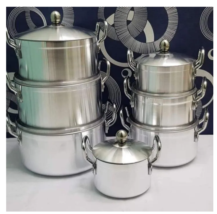 14 Pcs TC Aluminium cookware set TC Cooking Pots Set 14 pcs Cookware Set Sufurias silver 14pcs (7lids+7pots)