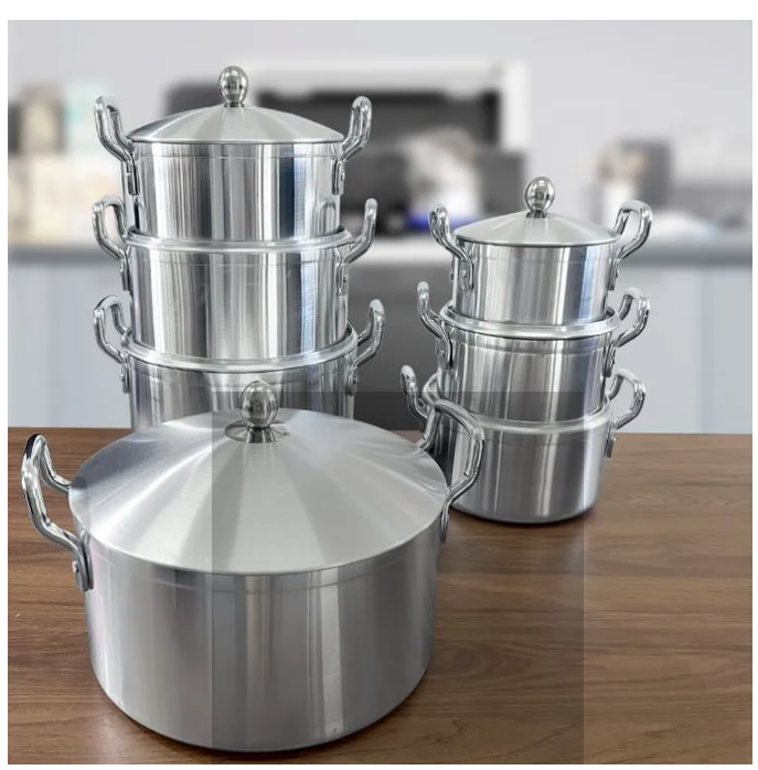 14 Pcs TC Aluminium cookware set TC Cooking Pots Set 14 pcs Cookware Set Sufurias silver 14pcs (7lids+7pots)
