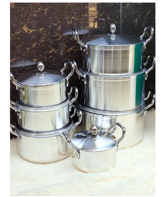 14 Pcs TC Aluminium cookware set TC Cooking Pots Set 14 pcs Cookware Set Sufurias silver 14pcs (7lids+7pots)