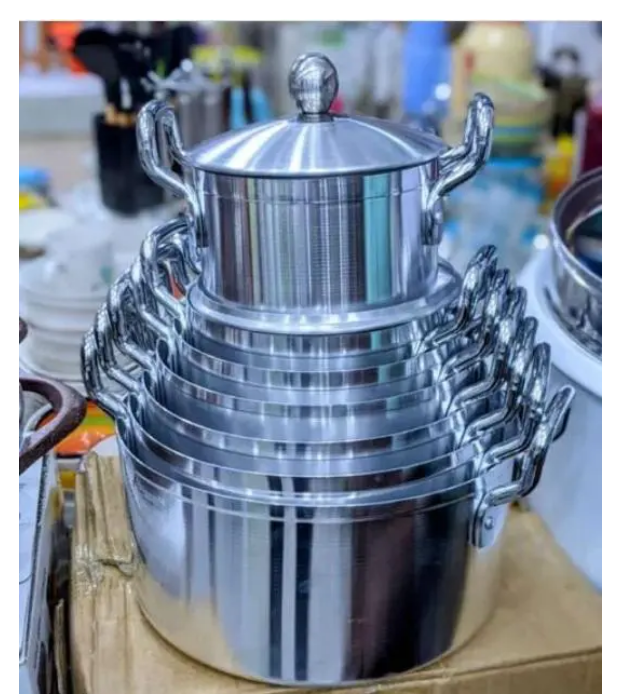 14 Pcs TC Aluminium cookware set TC Cooking Pots Set 14 pcs Cookware Set Sufurias silver 14pcs (7lids+7pots)