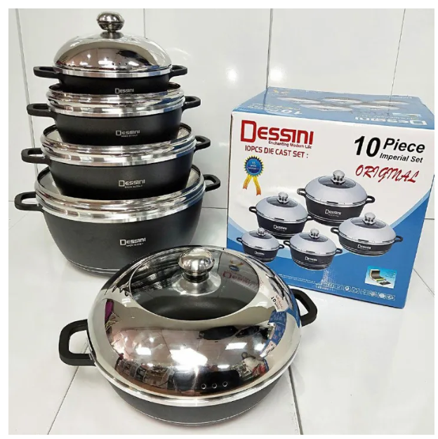 Discounted! Original 10pcs Dessini Durable Italian- 10 piece Non-Stick DieCast Cooking Pots cookware