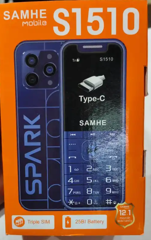 SAMHE S1510 TYPE C Triple SIM Feature Phone 1.77`` SCREEN Torch Light 2500mAh Battery Wireless FM Operamini Camera  Bluetooth Kabambe Katululu Mobile