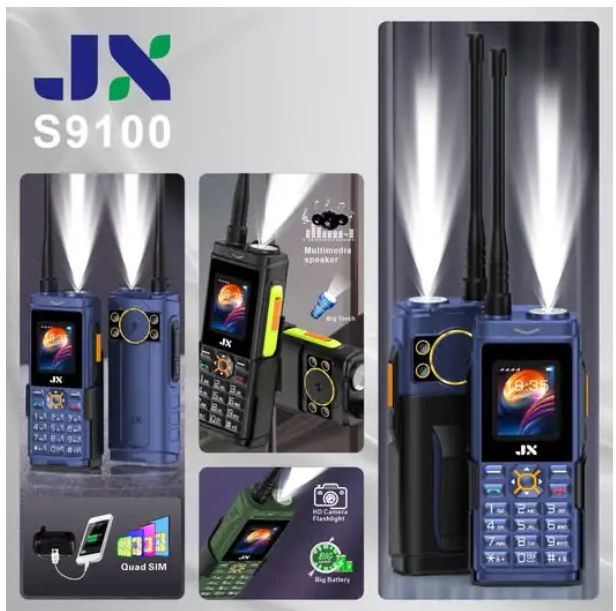 [NEW ARRIVAL!] JX S9100 QUAD SIM Card POWER BANK PHONE 1.77 inch Display 7200mAh Bluetooth Vibrator Wireless FM Radio MP3/MP4 Big Torch Auto call recording Feature Phone Mobile