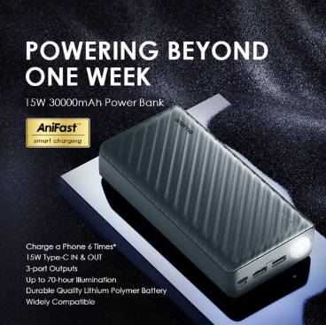 oraimo PowerBox 300 Lit 30000mAh 15W Type-C IN & OUT Power Bank + Oraimo Wired Earphones