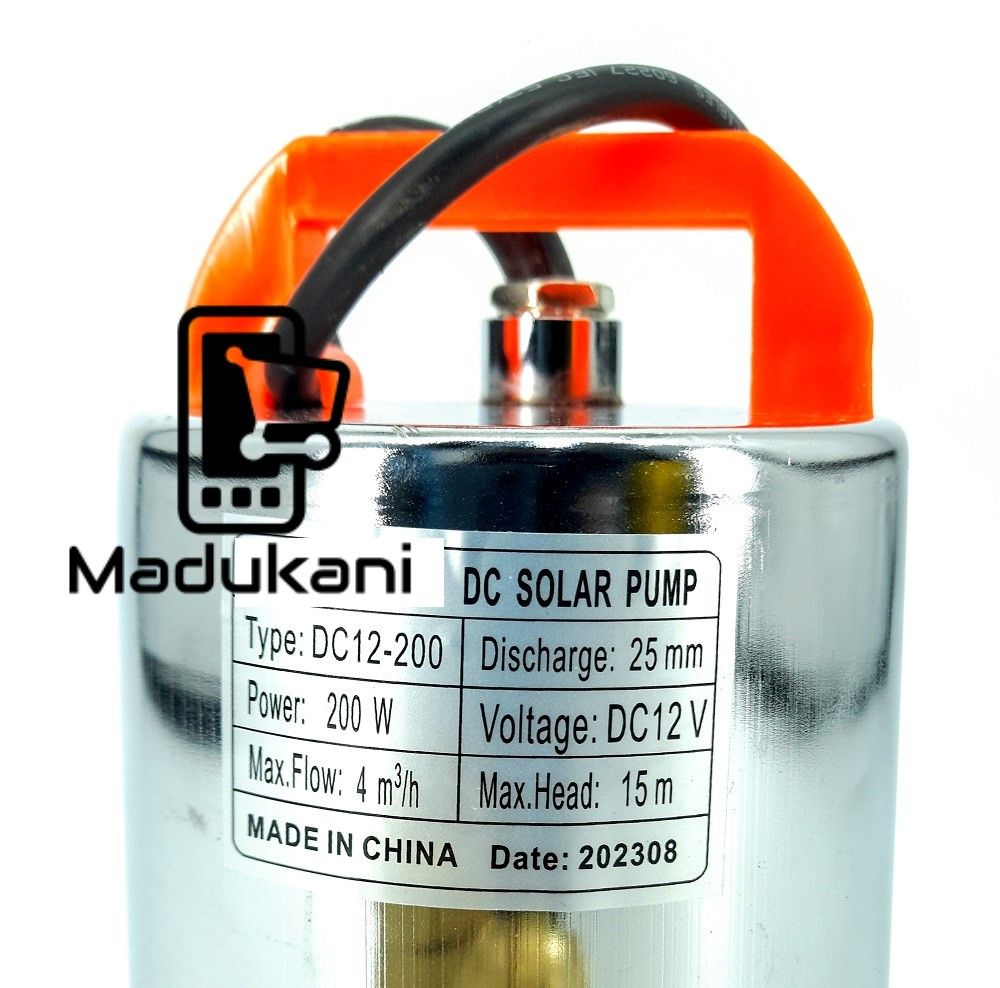 DC12-200 12V Submersible Solar Pump 15M 200W with Valve