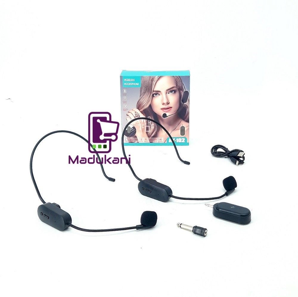 AY102 Rechargeable UHF Wireless DUAL Head Microphone