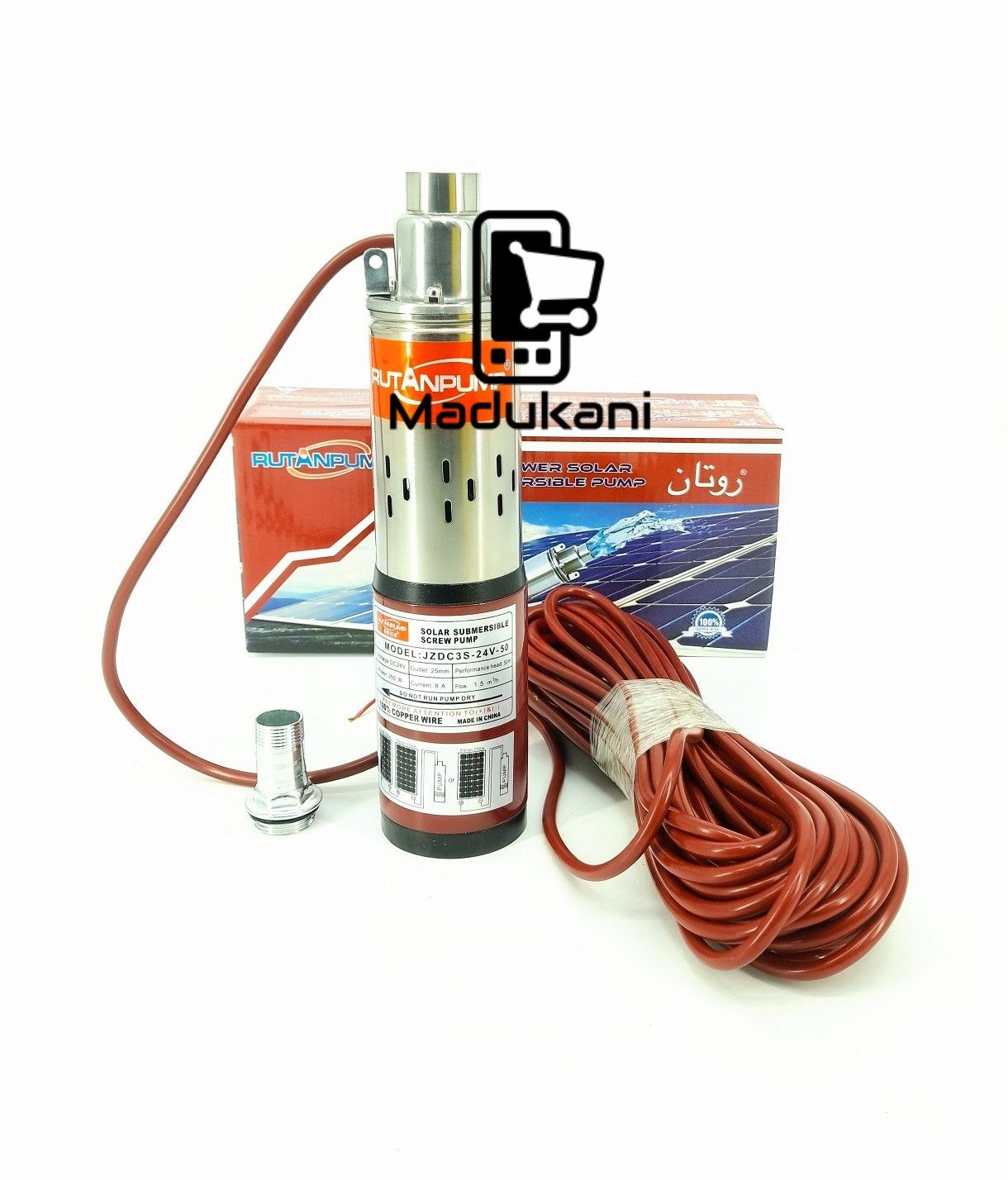 50m Submersible DC Solar Water Pump 24V 250W JZDC3S-24V-50