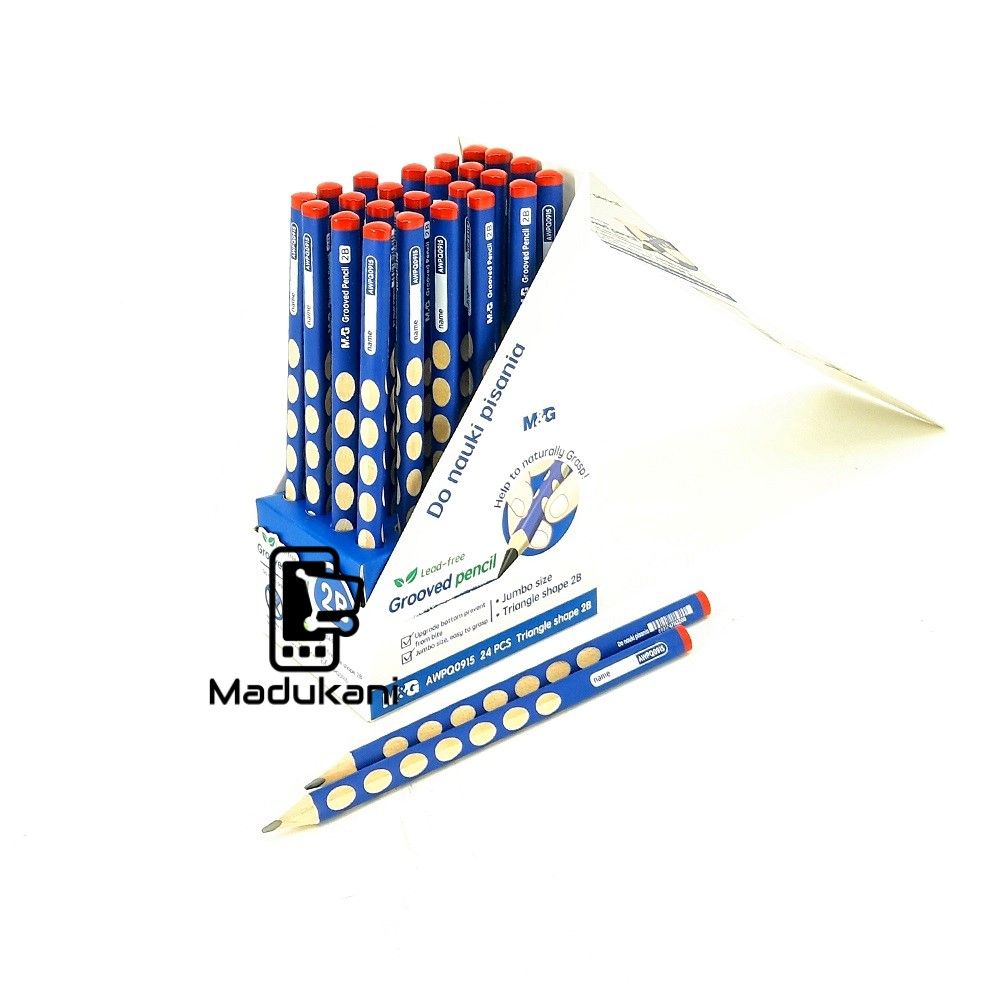 24PCS 2B Easy Grip Triangular Grooved Pencils