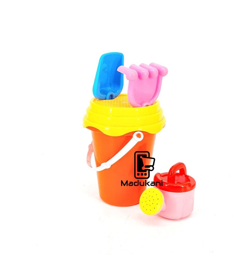 4PCS Beach Sand Toy Set with Beach Bucket, Mini Watering Can, Shovel and Rake