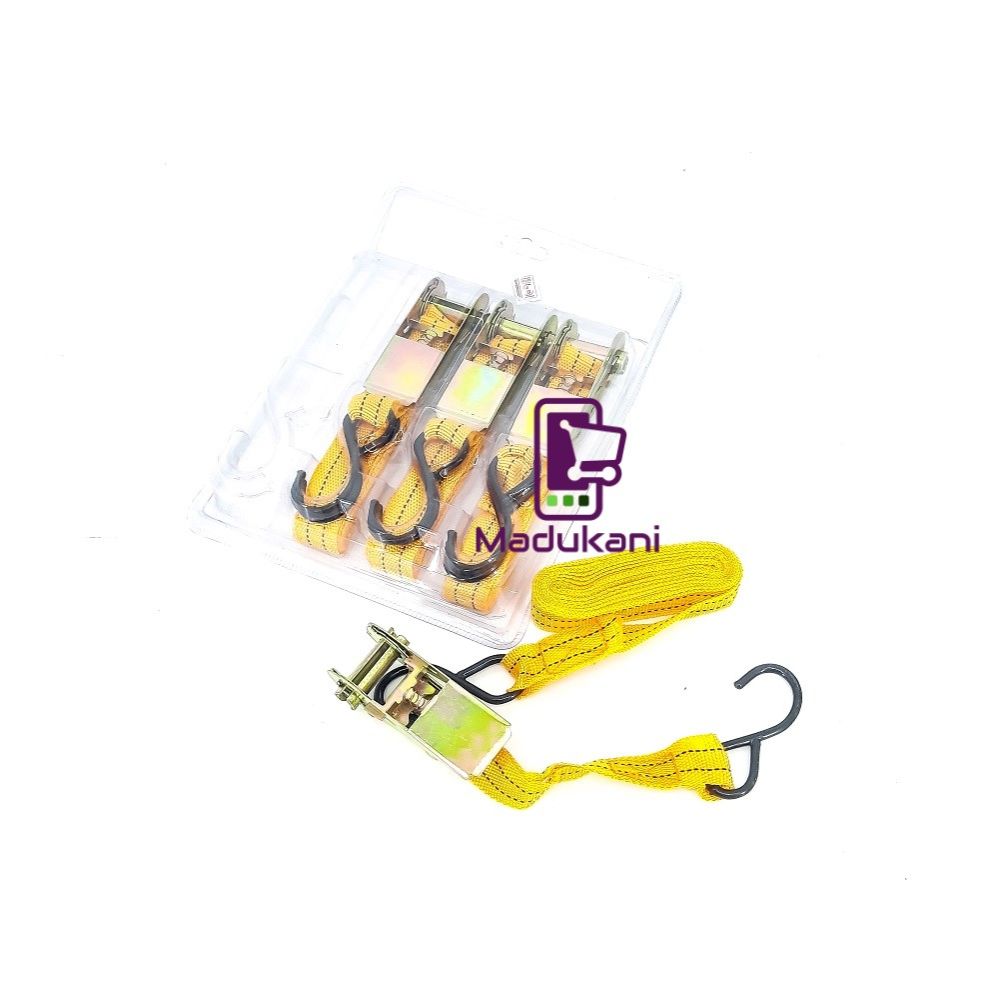 4PCS 2.5cm x 4.5m All Metal Ratchet Strap Tie Downs
