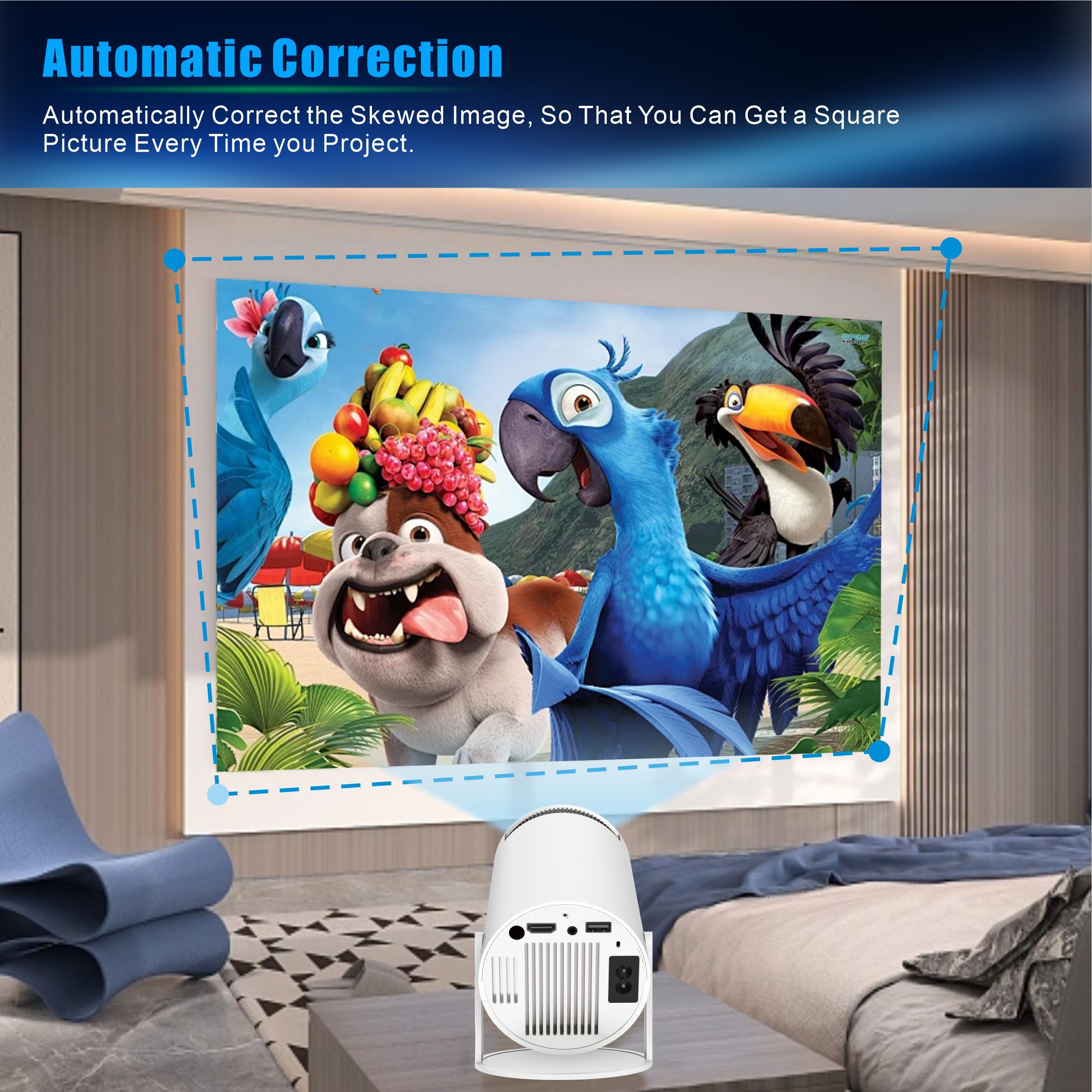 HY300-2 Projector Support 1080P Android 11 Wifi 90ANSI 3326 Real 1280x600P Home Theater Outdoor Projector