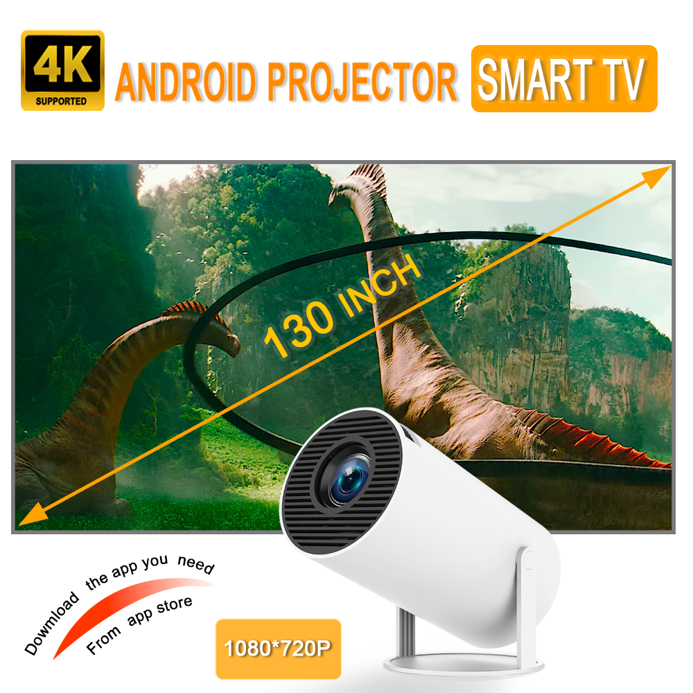 Original HY300 Home Theater Projector HD Android 150 ANSI BT5.0 Native 1280*720P Cinema Outdoor Portable Projector Big Screen ANDROID Projector Smart TV
