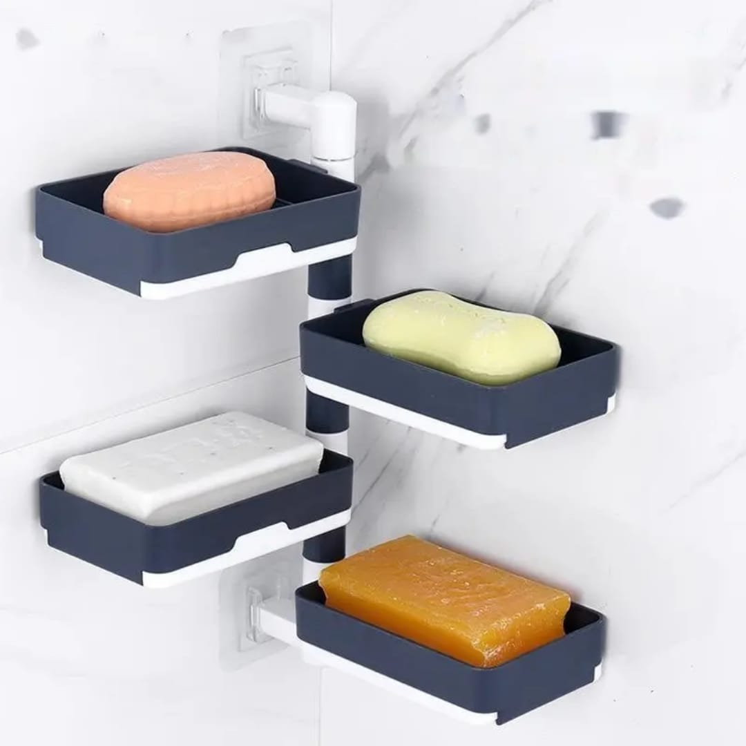 Rotating Drain Soap Holder Bathroom Rack Wall Soap Box Holder Drilling-Free Soap Holder Wall Mounted Soap Organizer Soap Case