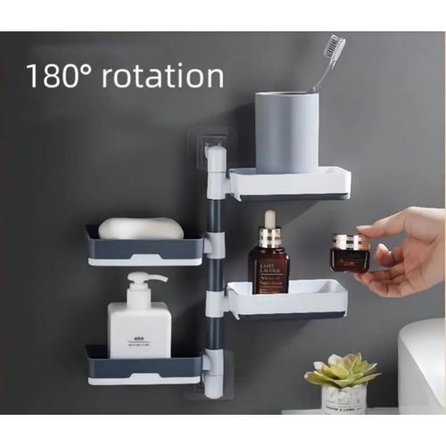 Rotating Drain Soap Holder Bathroom Rack Wall Soap Box Holder Drilling-Free Soap Holder Wall Mounted Soap Organizer Soap Case Soap Dish Box
