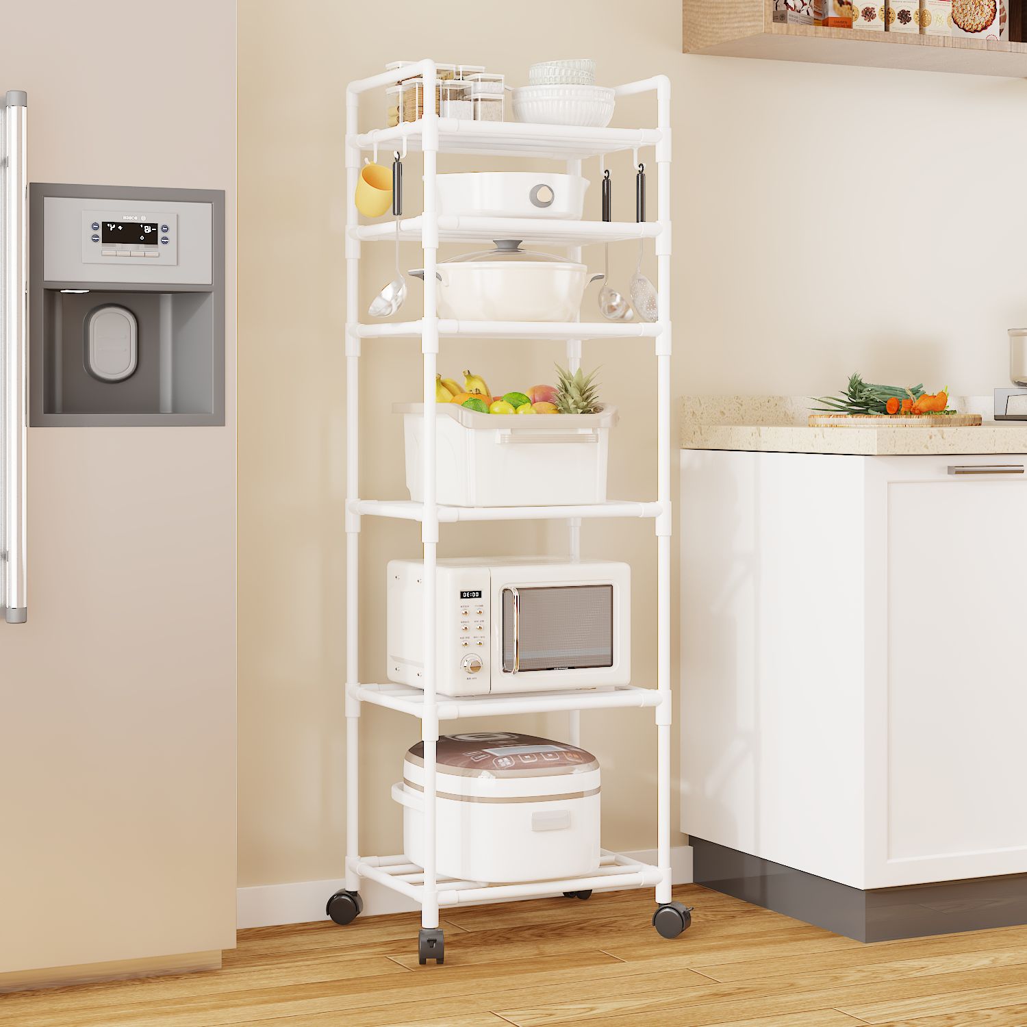 New Multifunctional Kitchen Floor Standing Multi-Tier Storage Rack for Home Microwave Oven Rack Bathroom Storage Rack Kitchen Utensil Rack