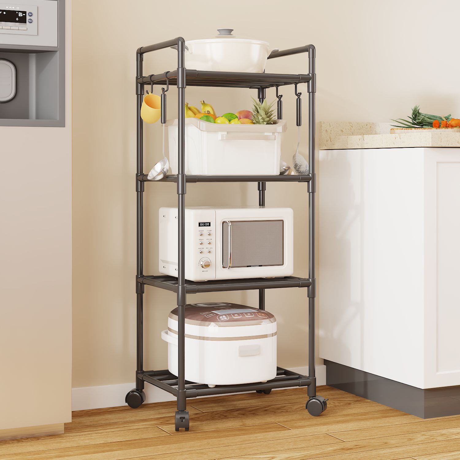 New Multifunctional Kitchen Floor Standing Multi-Tier Storage Rack for Home Microwave Oven Rack Bathroom Storage Rack Kitchen Utensil Rack