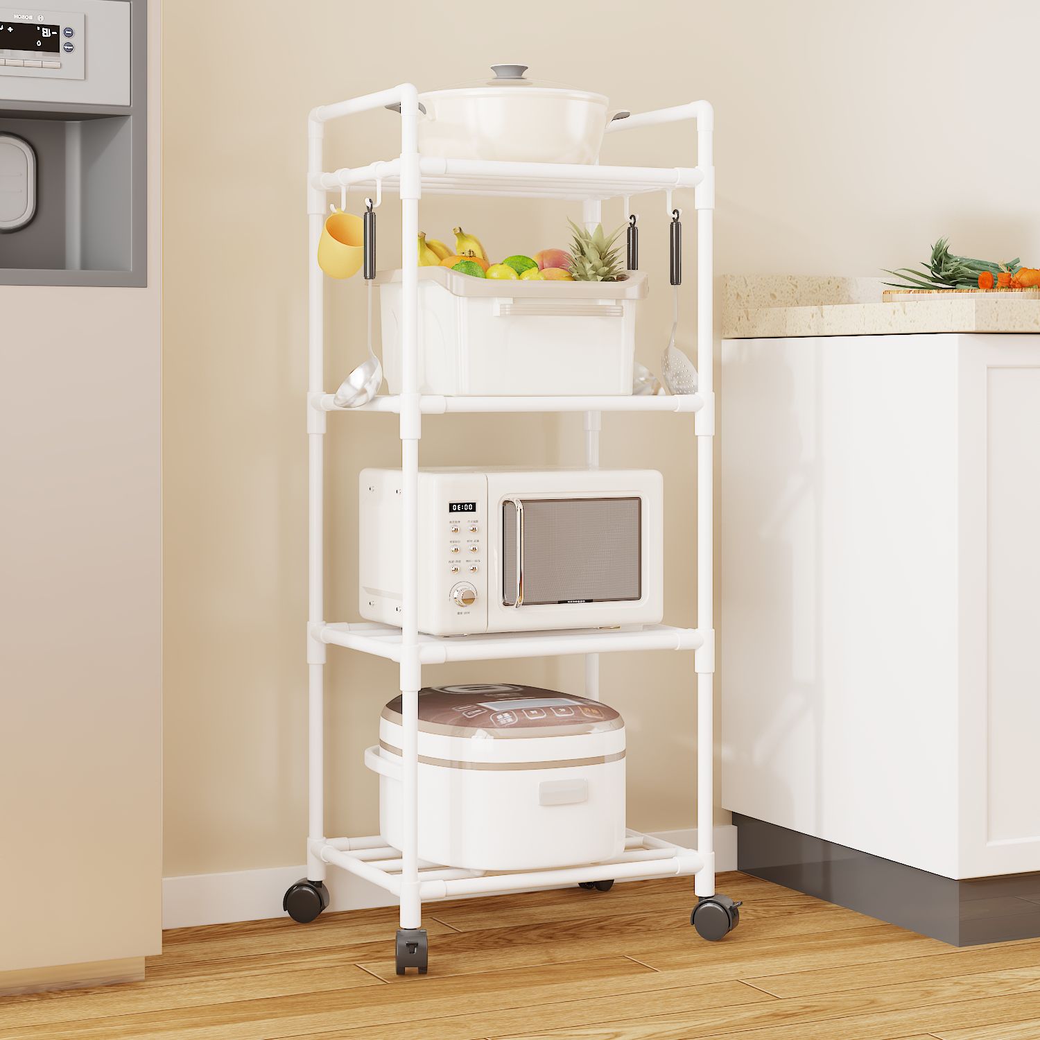 New Multifunctional Kitchen Floor Standing Multi-Tier Storage Rack for Home Microwave Oven Rack Bathroom Storage Rack Kitchen Utensil Rack